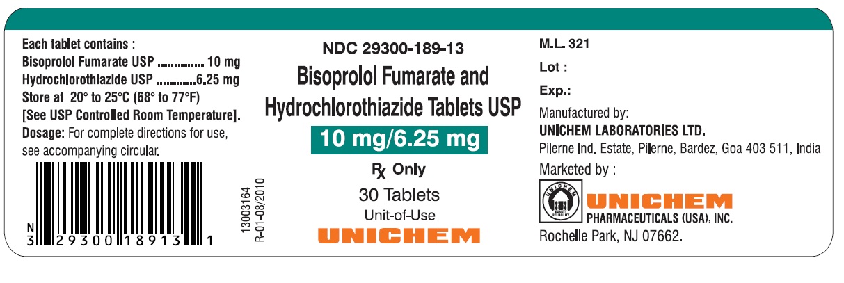 Bisoprolol Fumarate and Hydrochlorothiazide Tablets USP 10 mg/6.25 mg