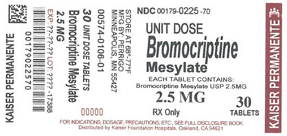 Bromocriptine Mesylate Tablets Box of 30 Unit Dose