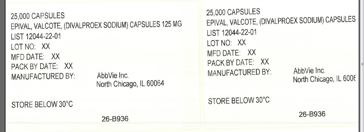 epival, valcote, (divalproex sodium) capsules 125 mg