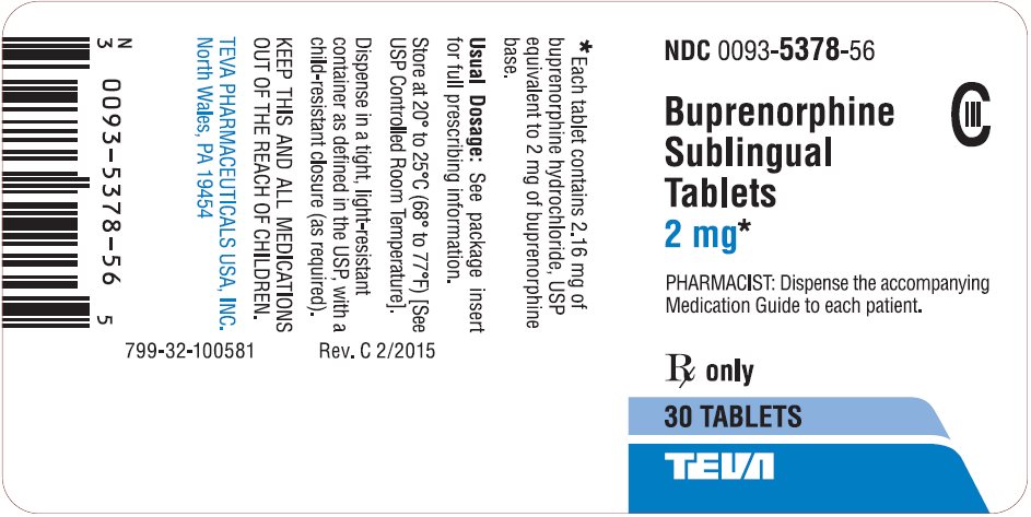 Buprenorphine Hydrochloride Sublingual Tablets 2 mg 30s Label