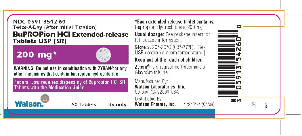 0591-3542-60
Twice-A-Day (After Initial Titration)
BuPROPion HCl Extended-release
Tablets USP (SR)
200 mg