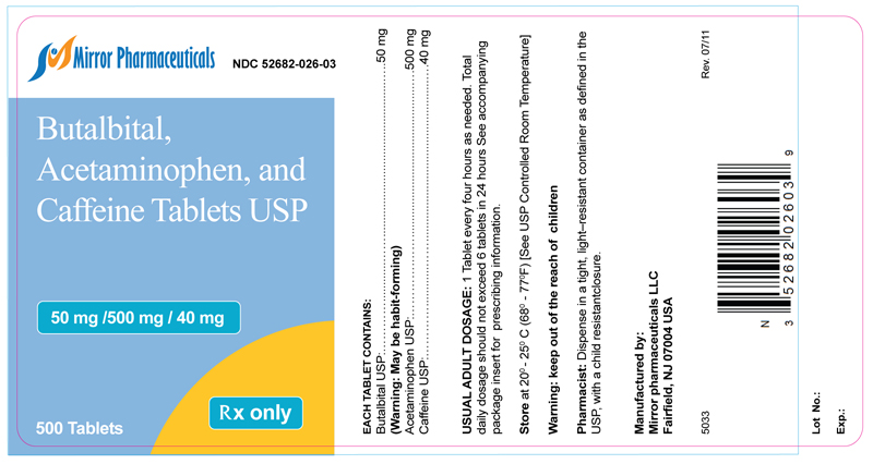Butalbital, Acetaminophen and Caffeine Tablets, USP - 500ct