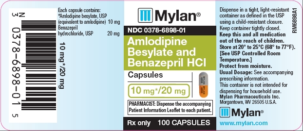 Amlodipine Besylate and Benazepril HCl Capsules 10 mg/20 mg Bottles