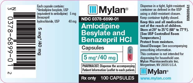 Amlodipine Besylate and Benazepril HCl Capsules 5 mg/40 mg Bottles