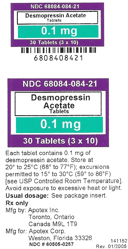 Desmopressin Acetate 0.1 mg label