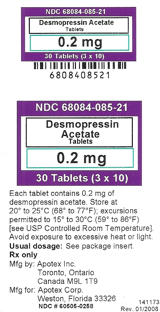Desmopressin Acetate 0.2 mg label