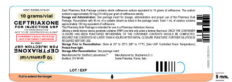 Vial label for Ceftriaxone for Injection USP Pharmacy Bulk Vial