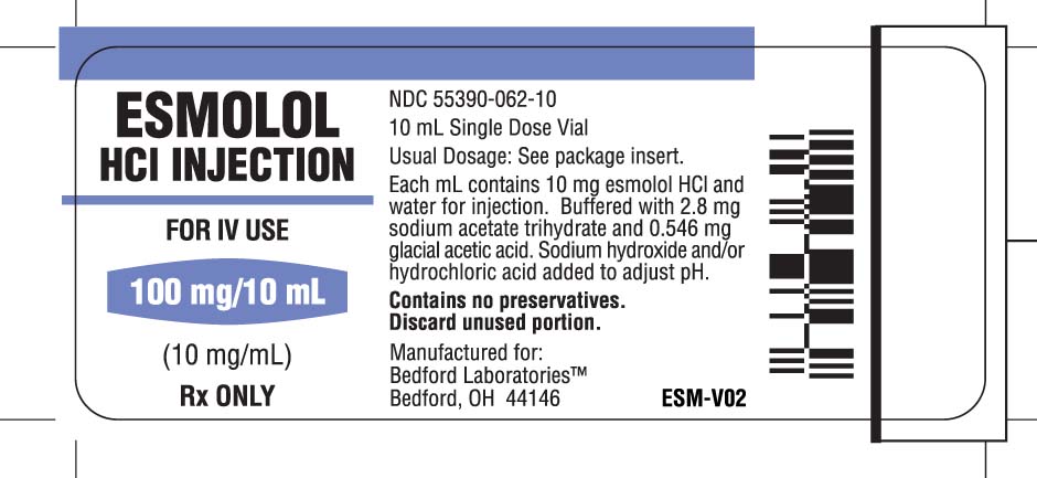 Vial label for Esmolol Hydrochloride 100 mg/10 mL