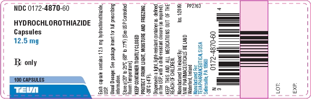Hydrochlorothiazide Capsules 12.5 mg 100s Label