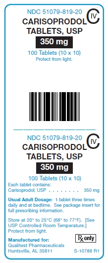 Carisoprodol 350 mg Tablets C-IV Unit Carton Label