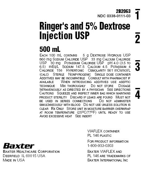 Ringers and Dextrose Representative Container Label
