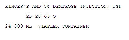 Ringers and Dextrose Representative Carton Label