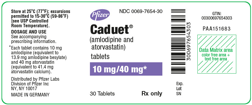 PRINCIPAL DISPLAY PANEL - 10 mg/40 mg Tablet Bottle Label - 7654-30