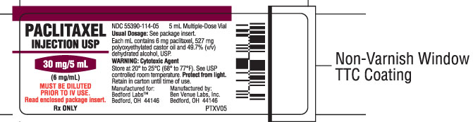 Vial label for Paclitaxel Injection USP 30 mg per 5 mL