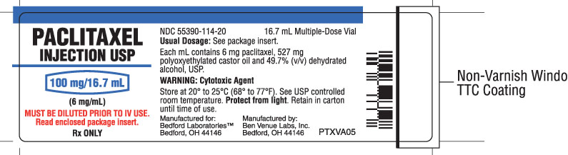 Vial label for Paclitaxel Injection USP 100 mg per 16.7 mL