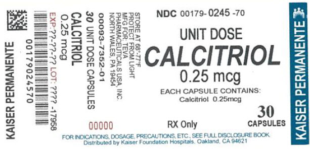 Calcitriol Capsules 0.25 mcg, Label