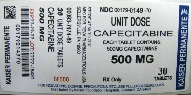 Capecitabine Tablets USP, 500 mg 120s Label