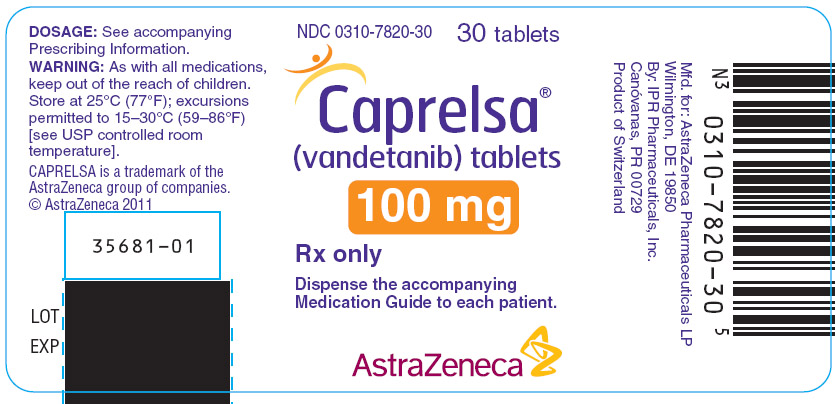 Caprelsa 100mg - 30 tablet count bottle label