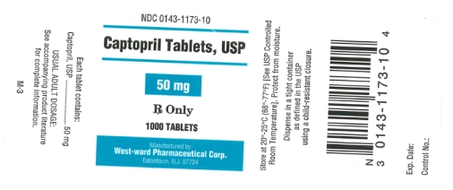 NDC 0143-1173-10 Captopril Tablets, USP 50 mg