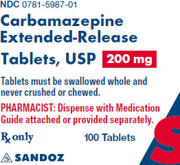 Package Label – 200 mg
Rx Only		NDC 0781-5987-01
Carbamazepine Extended-Release Tablets, USP
100 Tablets