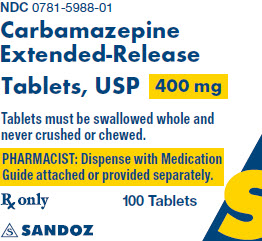Package Label – 400 mg
Rx Only		NDC 0781-5988-01
Carbamazepine Extended-Release Tablets, USP
100 Tablets