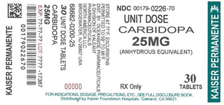 Carbidopa 25mg Box of 30 Unit Dose Tablets