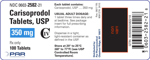 Image of the Carisoprodol Tablets, USP 350 mg 100 tablets label