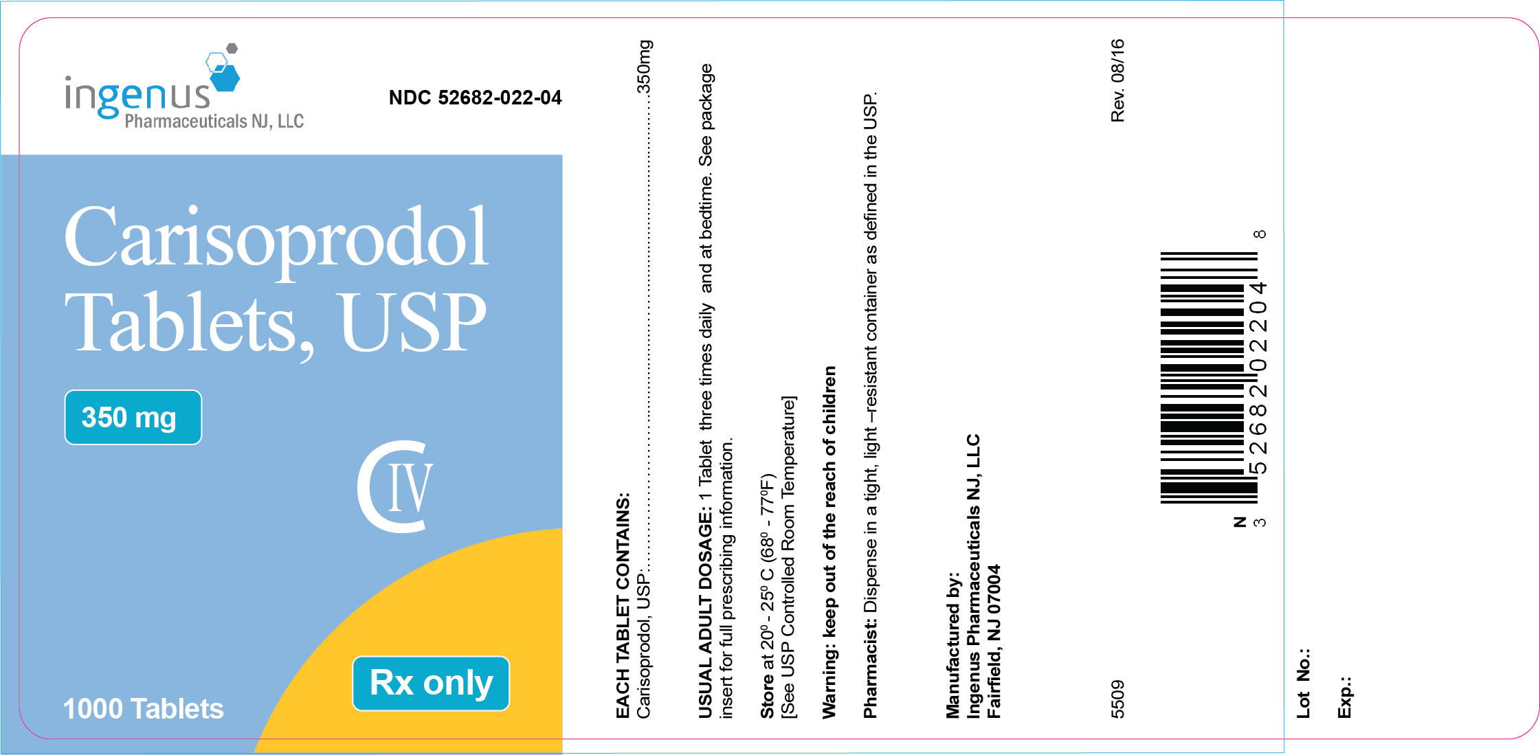 Carisoprodol Tablets, USP - 1000ct