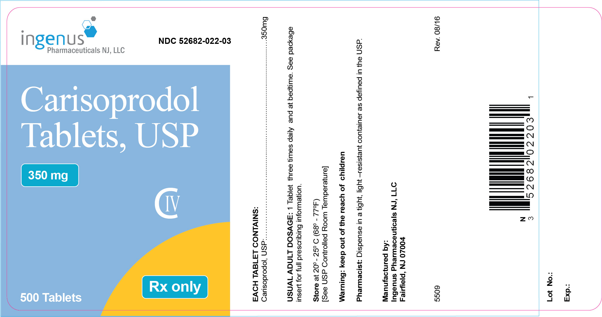 Carisoprodol Tablets, USP - 500ct
