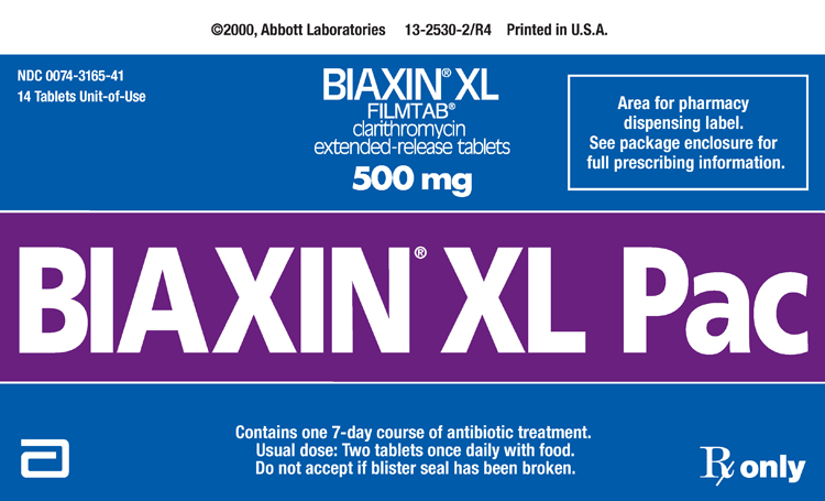 biaxin xl 500 mg 14 tablets per blister 4 blisters