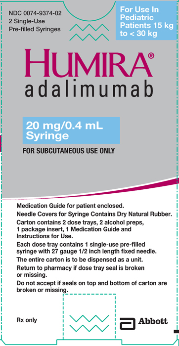 Humira 20mg/0.4mL syringe 2 single doses