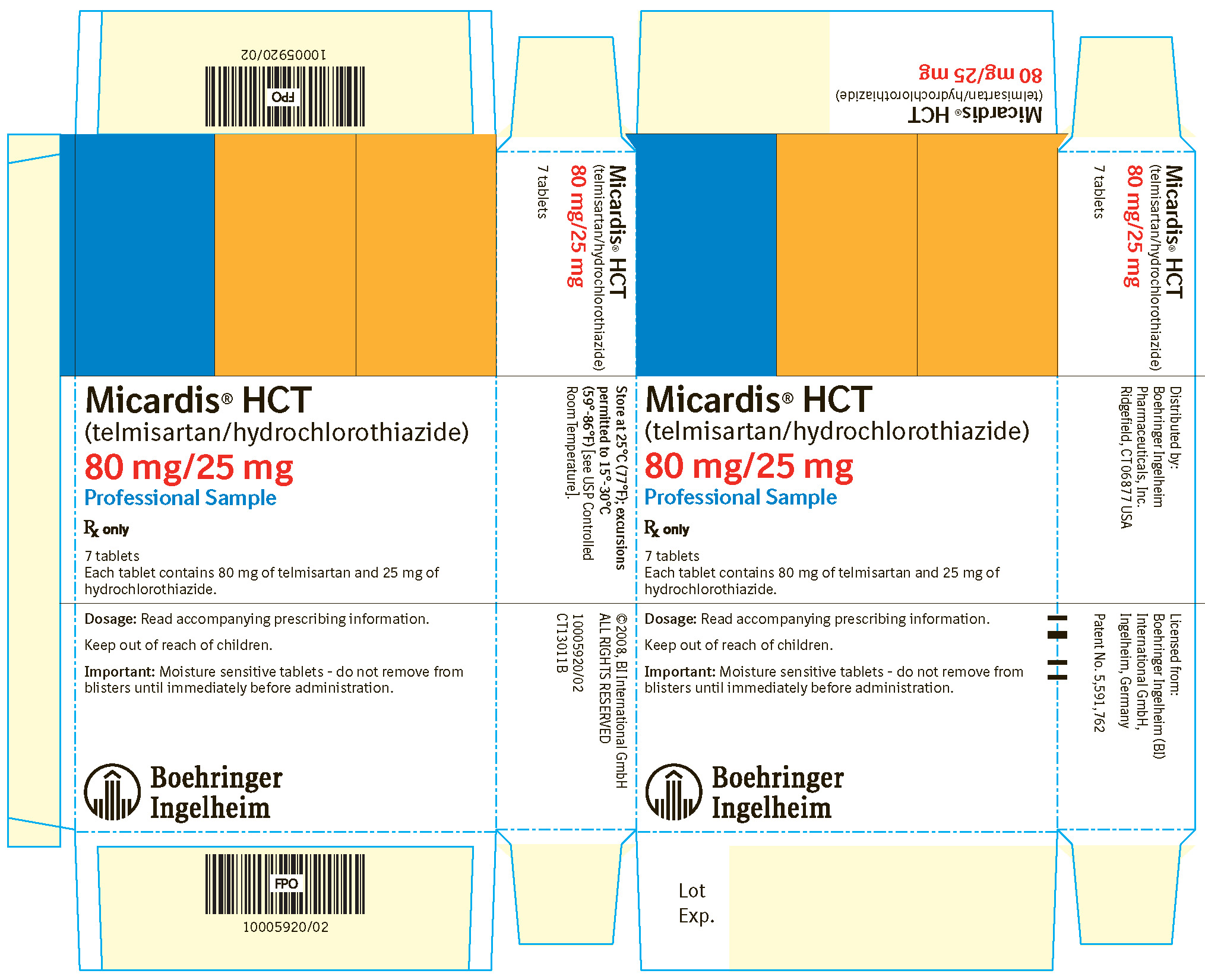 Micardis HCT 80 mg/25 mg 7 Tablets NDC 0597-0042-70