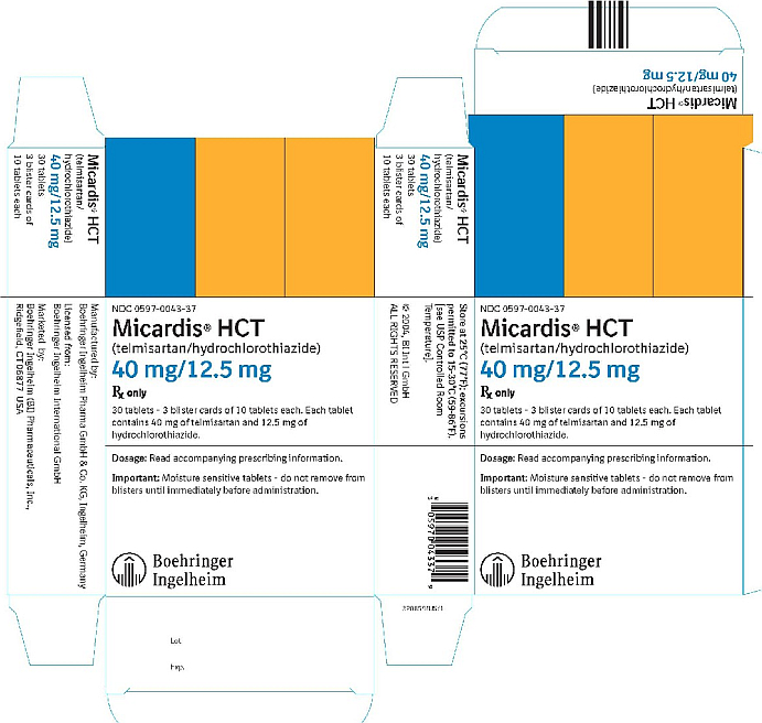 Micardis 40mg/12.5mg 30 Tablets NDC 0597-0043-37