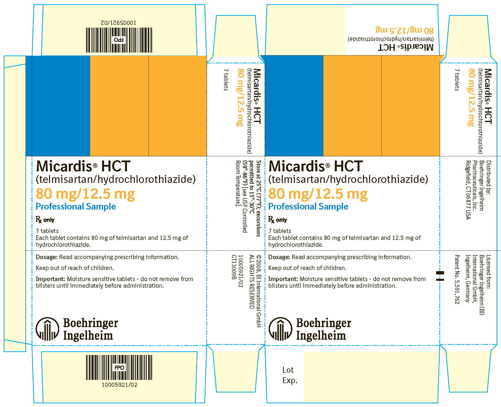 Micardis HCT 80 mg/12.5 mg 7 Tablets NDC 0597-0044-70