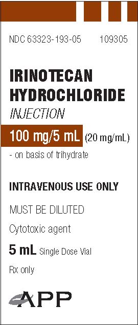 Irinotecan Hydrochloride 5 mL single dose vial carton label