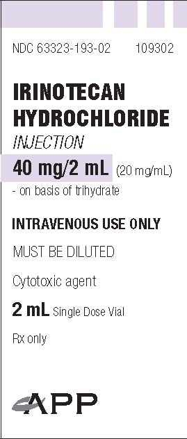 Irinotecan Hydrochloride 2 mL, single dose vial carton label