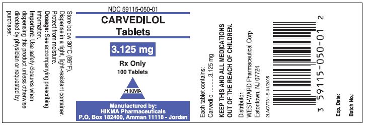 Carvedilol Tablets, 3.125mg,  Rx Only_NDC#59115-050-01