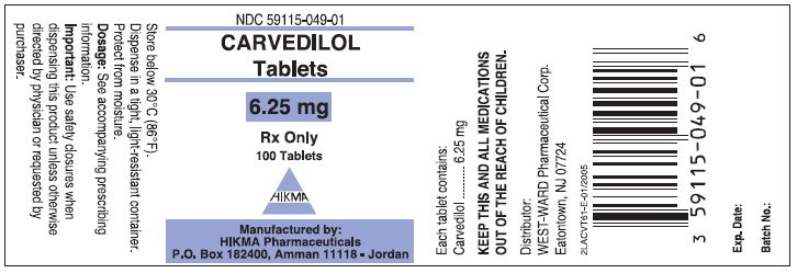 Carvedilol Tablets 6.25 mg, Rx Only_NDC#59115-049-01