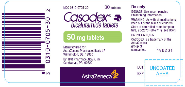 Casodex 50mg - 30 tablet count bottle label