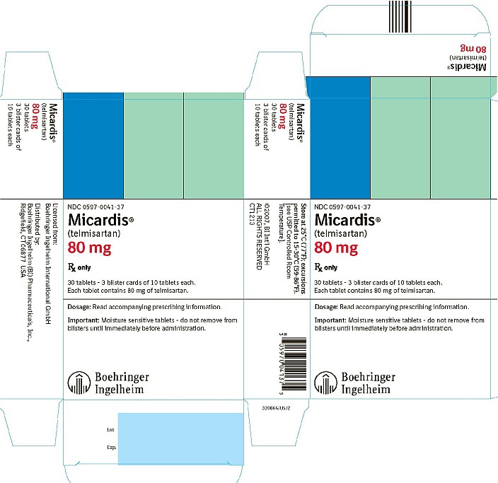 Micardis 80mg 30 Tablets NDC 0597-0041-37