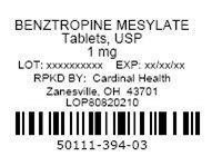 Benztropine 1 mg Label