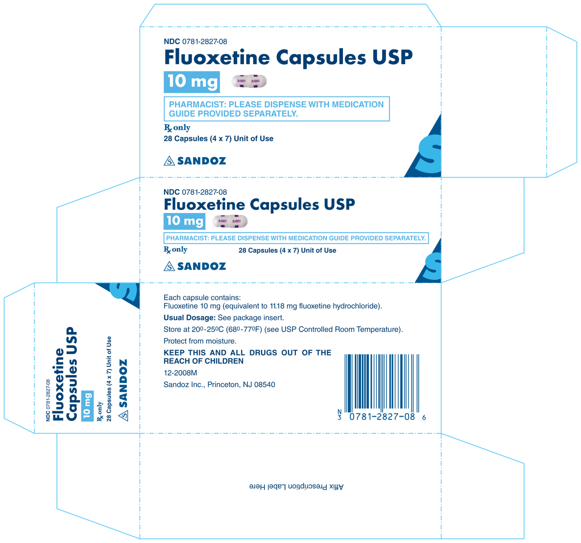 Fluoxetine Hydrochloride 10 mg Blister Pack Carton