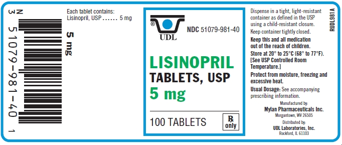 Lisinopril 5 mg Tablets Bottle Label