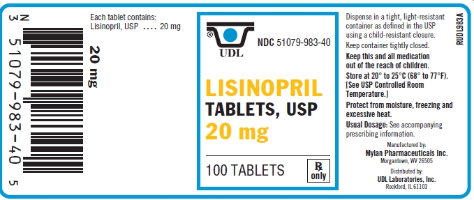 Lisinopril 20 mg Tablets Bottle Label