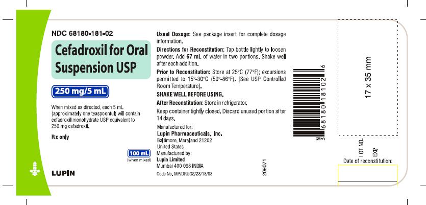 Cefadroxil for Oral Suspension USP, 250 mg/5 mL-100 mL Bottle Pack