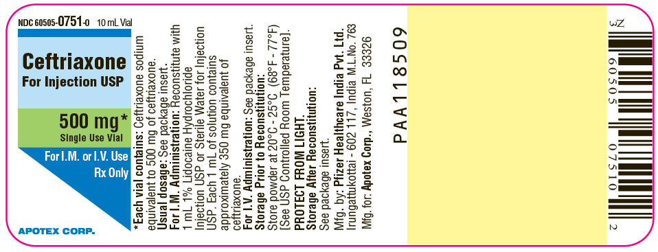 PRINCIPAL DISPLAY PANEL - 500 mg Vial Label - 60505-0751-0
