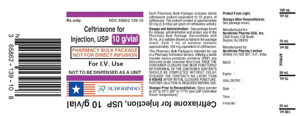 Ceftriaxone for Inj. - 10 g Vial Label