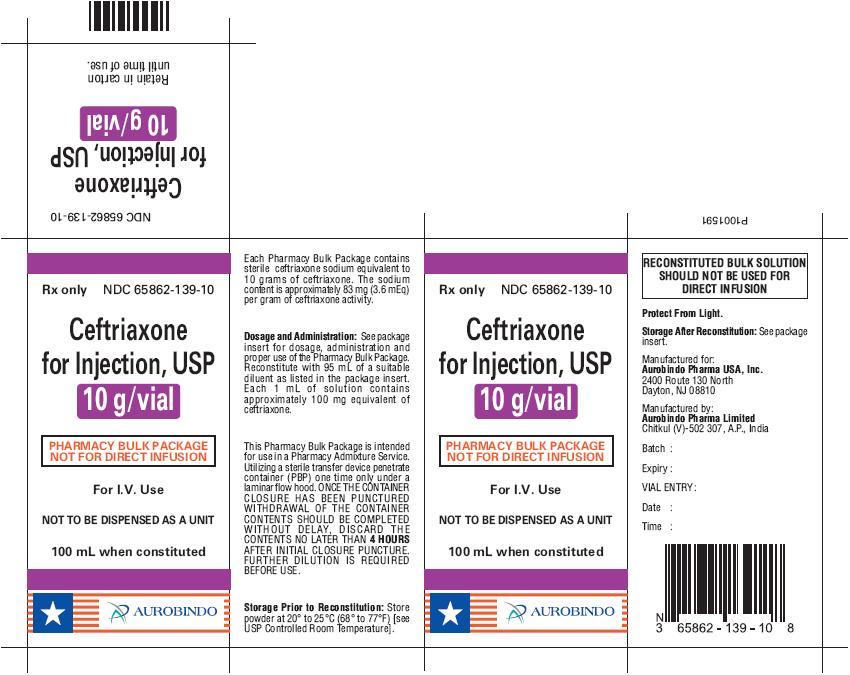 Ceftriaxone for Inj. - 10 g Vial Carton Label