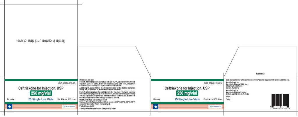 Ceftriaxone for Inj. - 250 mg Vial Carton Label
