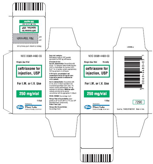 Ceftriaxone for Inj. - 250 mg (1 Vial) Carton Label